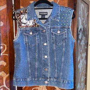 Denim studded vest